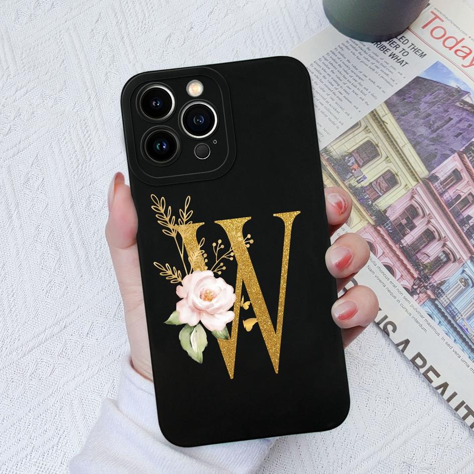 Для Apple iPhone 11 12 Pro Max 13 Mini 6 7 8 Plus чехол для телефона Роскошный цветок буквы жидкий мягкий силиконовый противоударный чехол для iPhone чехол-бампер
