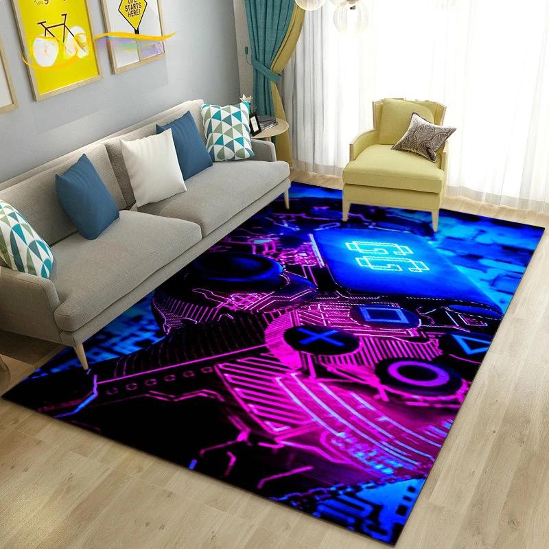 Cartoon Gamer Game Controller Carpet For Living Room Non Slip Parlour Sofa Large Area Rug Bedroom Kid Play Room Floor Mat