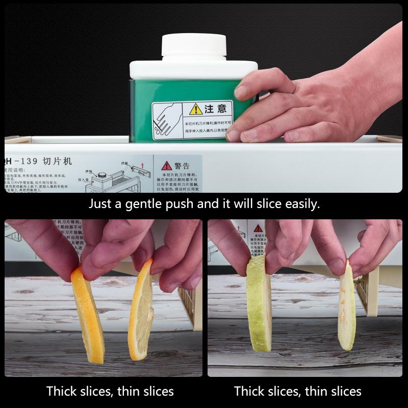 QH-139 fruit slicer manual vegetable cutting machine fruit slicer 15 gear adjustable cutting thickness lemon slicing tool.