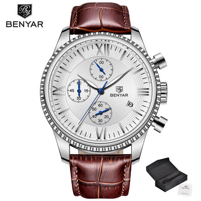 BENYAR Мужские часы, модные лучшие люксовые бренды, кварцевые спортивные часы с хронографом, военные золотые часы