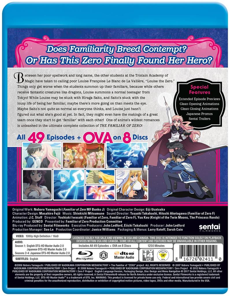 The Familiar of Zero Complete Collection [Blu-ray] (Import Edition / All 49 Episodes + OVA / 8 Discs)