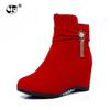 Large Sizes 34-43 Height Increasing Ankle Boots Woman Retro Chains Zip Up Autumn Winter Shoes Women Red Black 856