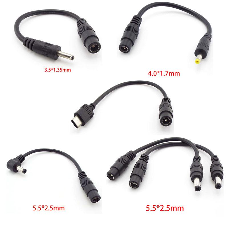 5.5x2.1mm DC Female To 5.5 3.5 4.0 Male Connector 5.5 2.1 5.5x2.5 3.5x1.35mm 4.0x1.7mm Type C Cable Cord Converter Extend Plug