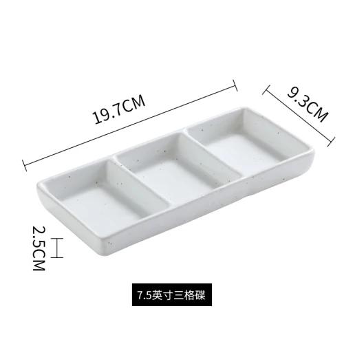 7.5 Inchs Ceramics 3 Grids Dipping Sauce Plate Japanese Retro Household Vinegar Dish Restaurant Hot Pot Dipping Sauce Tableware