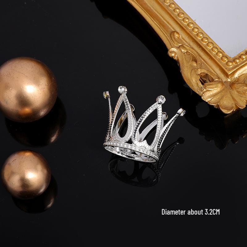 Mini Crystal Princess Crown Cake Topper for Girls' Birthday Dress-up