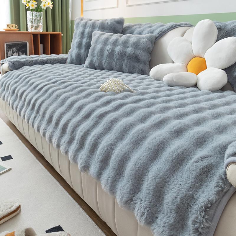 Plush Sofa Cushion Thickened Fleece Cushion Non-Slip Leather Sofa Cover High-End Nordic Simple Winter