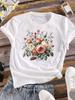 (Asian Size) Women Tee Top Sweet Flower Cute 90s Clothing Casual Short Sleeve T Shirt Fashion Print Ladies Female Graphic T-shirts