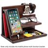 1pc New Wood Phone Docking Station Key Holder Wallet Stand Men Watch Organizer