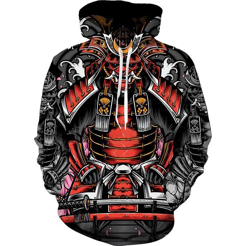 Trend Japanese Samurai Pattern Hoodies For Men Spring Autumn Long Sleeve Kids 3D Printed Pullover Loose Streetwear Harajuku Tops