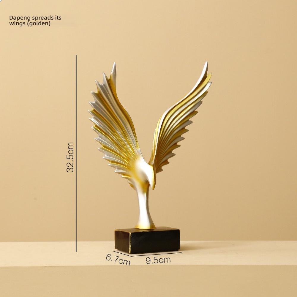 Minimalist Golden Angel Wing Figurine - Small Resin Memorial Gift for Healing, Hope Desk Decor for Her/Him