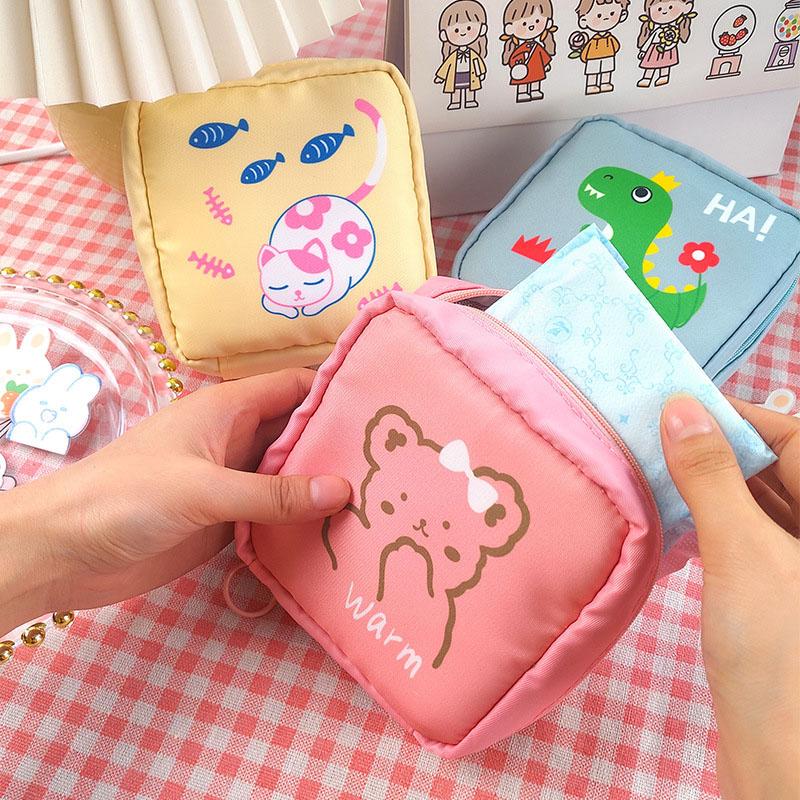 Portable Sanitary Pads Bag Mini Travel Makeup Pouch Waterproof Organizer For Women Girls Cosmetic Storage