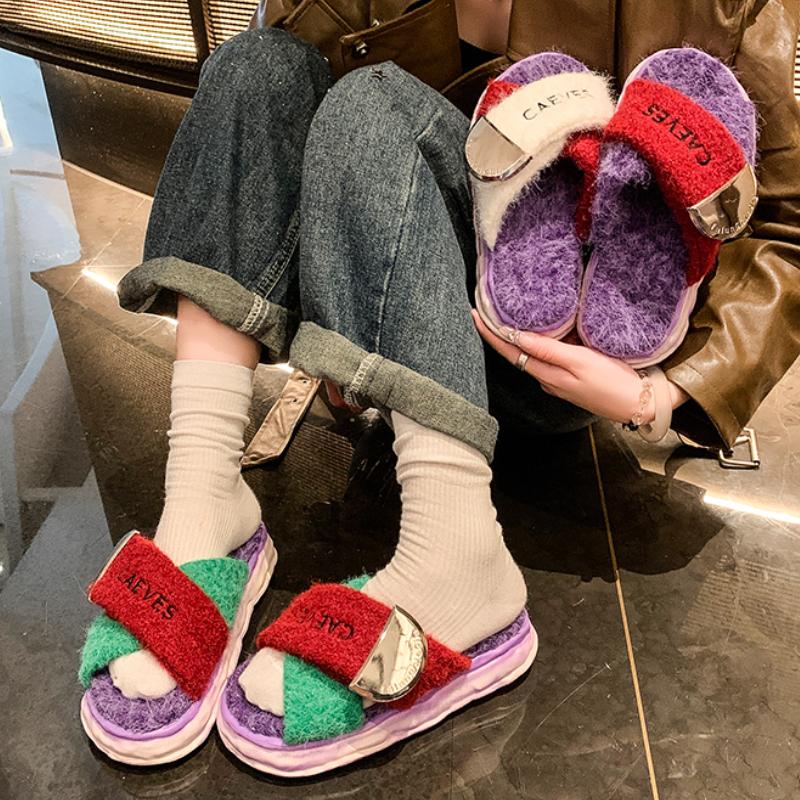 Женские тапочки зимние плюшевые туфли на платформе для дома для женщин модные нескользящие парные тапочки домашние слайдеры женские Zapatos De Mujer