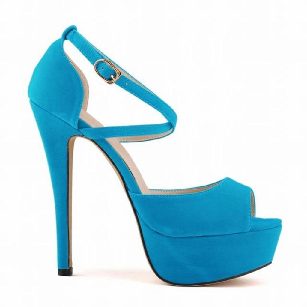 Новые модные женские туфли-лодочки, сексуальные туфли с открытым носком 14 см, супер высокие каблуки, босоножки на платформе с ремешком на щиколотке, черные, красные, свадебные туфли