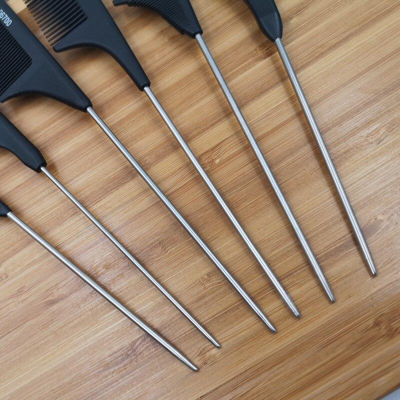 Новая черная расческа для волос с крысиным хвостом, профессиональная парикмахерская расческа для стрижки волос, расческа из нержавеющей стали с шипами, инструменты для ухода за головой и укладки