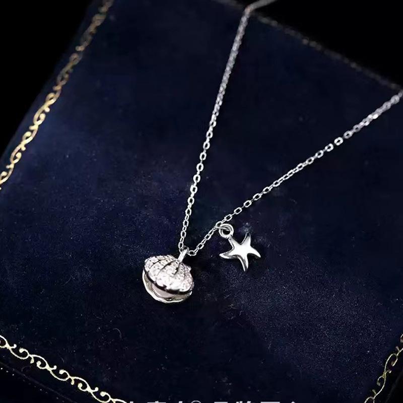 Summer Pearl Shell Starfish Necklace Women's Clavicle Chain Small Design Light Luxury Accessories