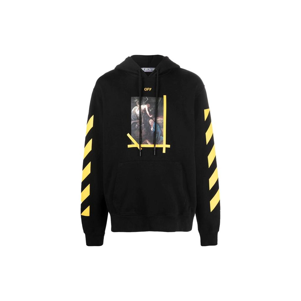 Off-White Diag Arrow Slim Hoodie Black/White Men Tops OMBB097C99FLE0131001