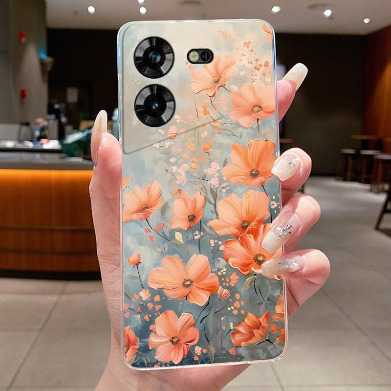 Для Tecno Pova 5 LH7n 5Pro LH8n Чехол для телефона Tecno Pova 5 Pro Чехол Прозрачный Роскошный Модный Бабочки Цветы Мягкий ТПУ Силиконовый Чехол