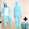 Unisex Women Men Adult Kigurumi Pajamas Set Unicorn Owls Animal Sleepsuit Winter Warm Sleepwear Onesie Kangaroos Costume Halloween