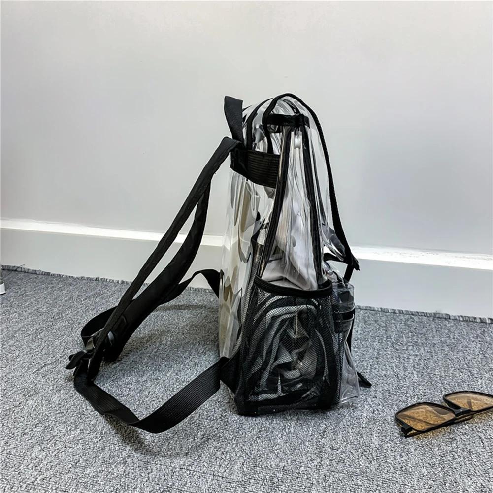 Transparent PVC Laptop Backpack Waterproof Fashion Student Book Bags Unisex Large Capacity Clear Backpack Stadium Approved