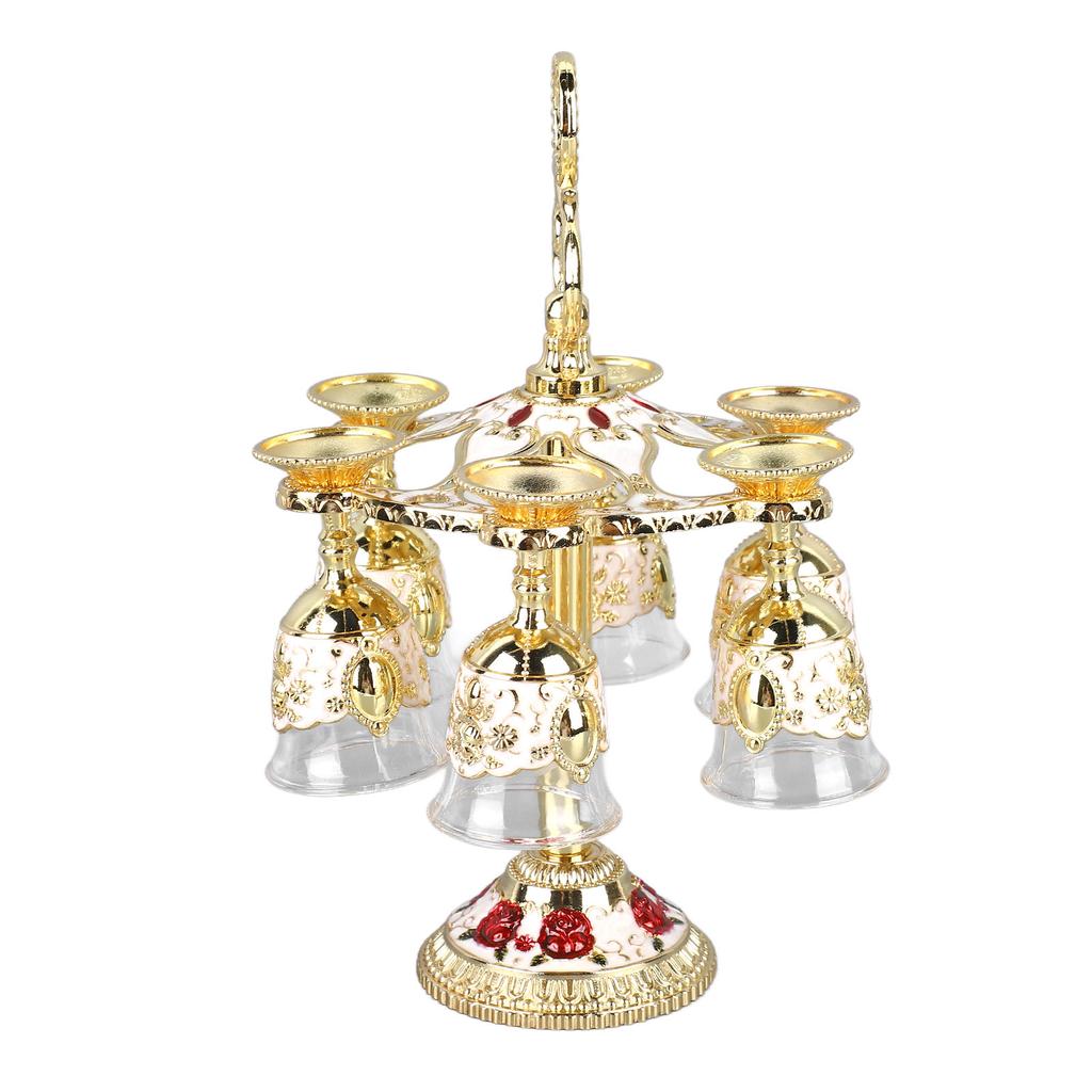 6 шт. Китайская чаша в стиле ретро из цинкового сплава, стеклянная, с тисненым цветочным узором, чашка для сутенера для вечеринки