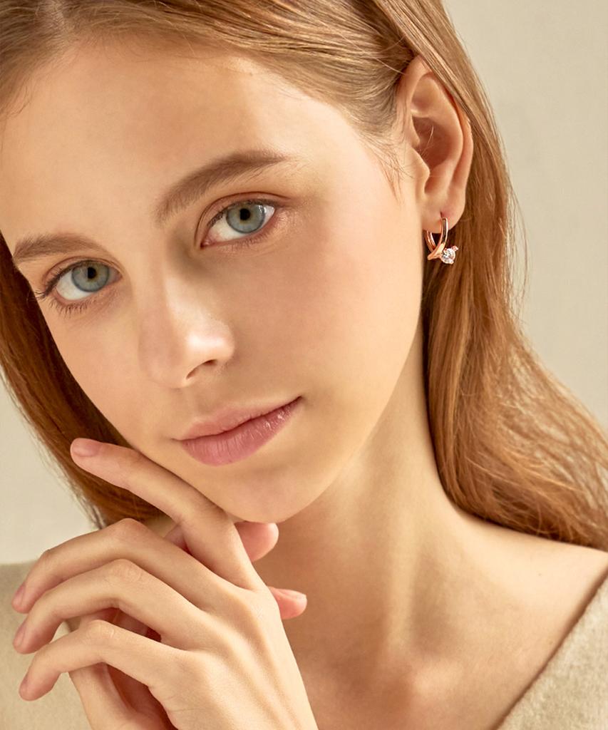 Ellejewelry 14K Gf Серьги-пусеты 'Чистая волна' Elgpee411