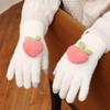 Autumn and Winter New Gloves Female Cycling Warm Winter Velvet Thickened Five Fingers Cute Peach Ins Wind