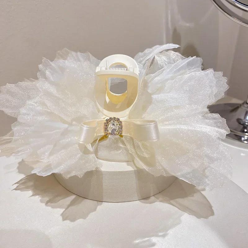 Женская мода Инкрустированный бриллиантами Сказочный марлевый бант Акриловая заколка для волос Корейская милая Темпераментные аксессуары для волос Девичье украшение