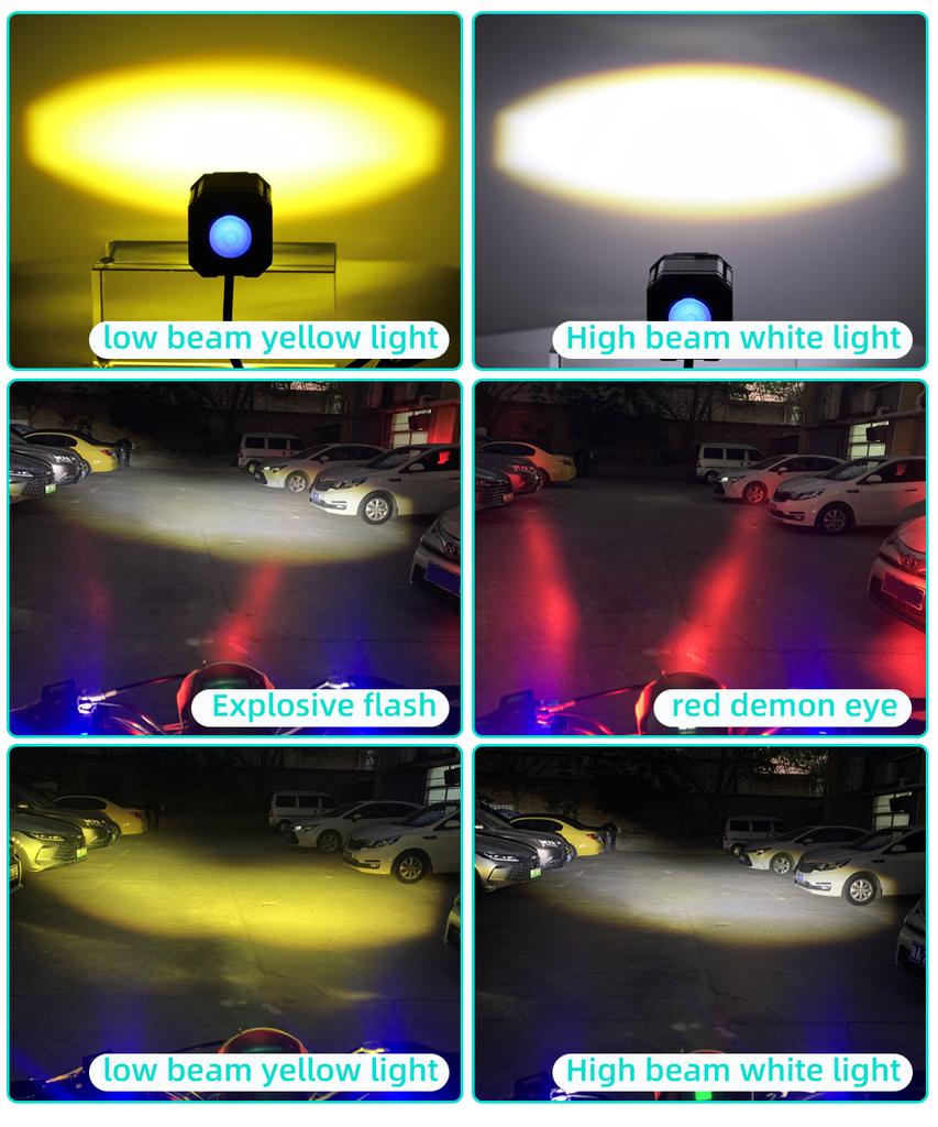 Motorcycle LED Auxiliary Headlight Work Light High and Low Beams Super Bright Spotlight Driving Fog Lamp Motorcycle Accessories