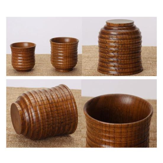 Wooden Water Cup Teacups Coffee Mug Vintage Drinking Cup for Tea Wine