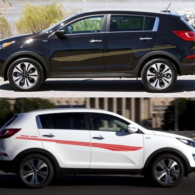 Боковые наклейки на дверь автомобиля DIY из ПВХ для KIA Sportage 3 4 LX S EX SX BORREGO, гоночный спортивный стайлинг, виниловая пленка, наклейки, автоаксессуары