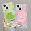 Suitable for Apple 15 Mobile Phone Case Summer Iphone14 Cute Sweat Frog Stand 13 Feather Yarn 12 Transparent Soft Edges