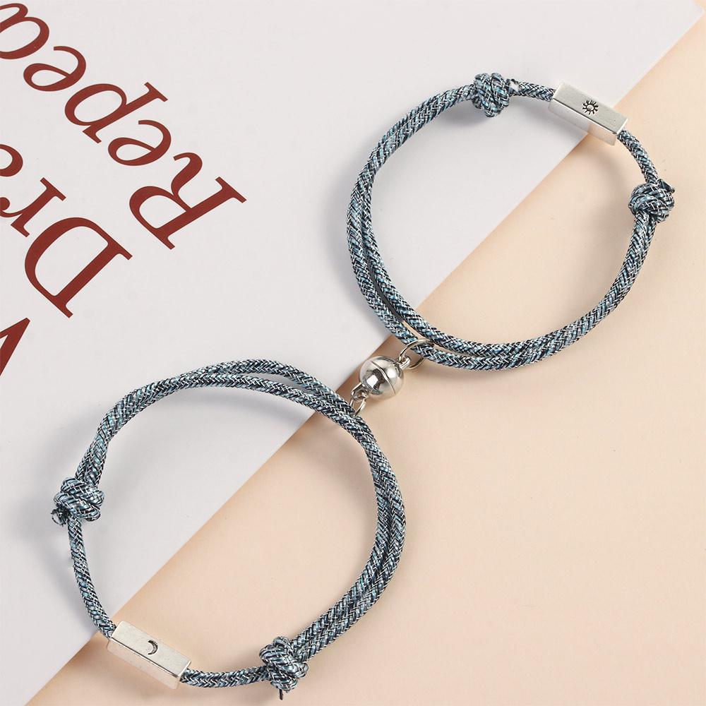 Simple Men Women Friendship Gifts Braided Rope Magnet Bracelet Fashion Jewelry Couple Bracelets