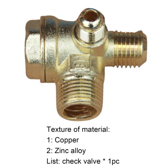 Air Compressor Check Valve 3-Way Easy Installation Copper/Zinc Alloy Male Threaded Unidirectional Check Valve Pipe Fitting for Air Compressor