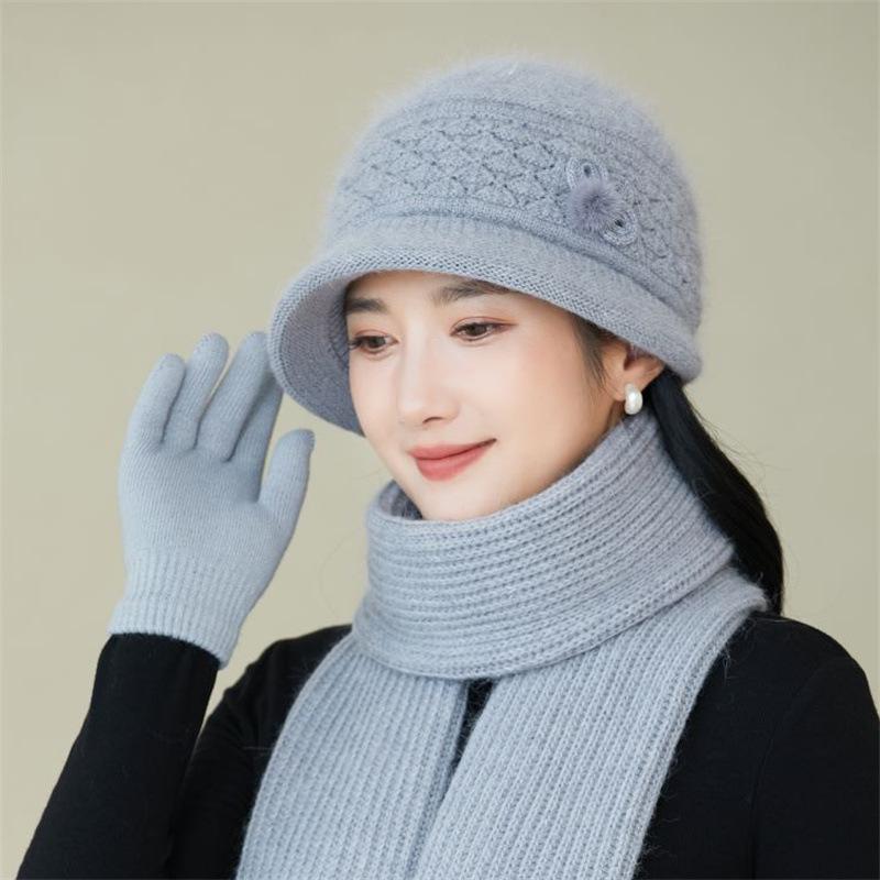 New Autumn and Winter Women's Fleece Basin Hat, Ear Protection Hat, Knitted Wool Hat