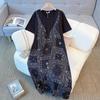 Summer New Style of Plus-size Women's Korean-style Round-neck Fake Two-piece Patchwork Dress