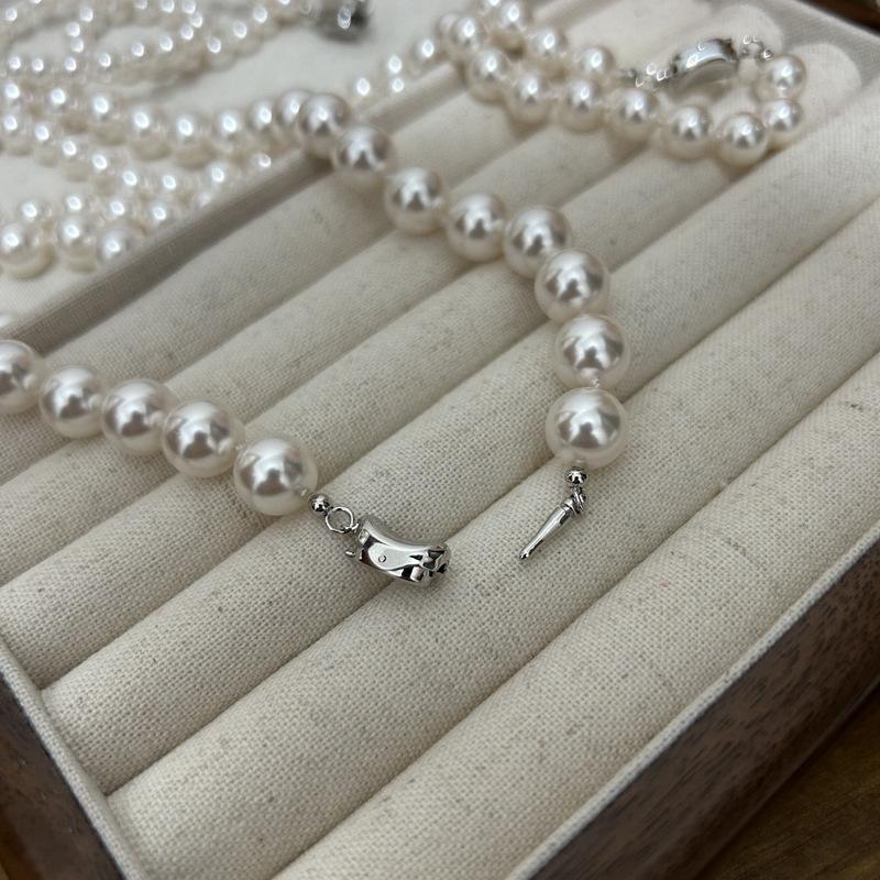 1 шт. Круглое, яркое, искусственное жемчужное ожерелье, французский узел, легкая роскошь, высококачественная цепочка для свитера