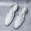 2024Новые туфли на плоской подошве класса люкс с круглым носком, удобные дышащие сандалии для активного отдыха, универсальные летние повседневные кожаные туфли
