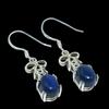 Natural Lapis Lazuli Gemstone 925 Solid Sterling Silver Gift Earring 1.50" Z3j21