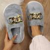 2024 New Fashion Women's Cotton Slippers Thick Sole Indoor Non-slip Furry Slides Ladies Winter Bedroom Warm Plush Woman Slipper