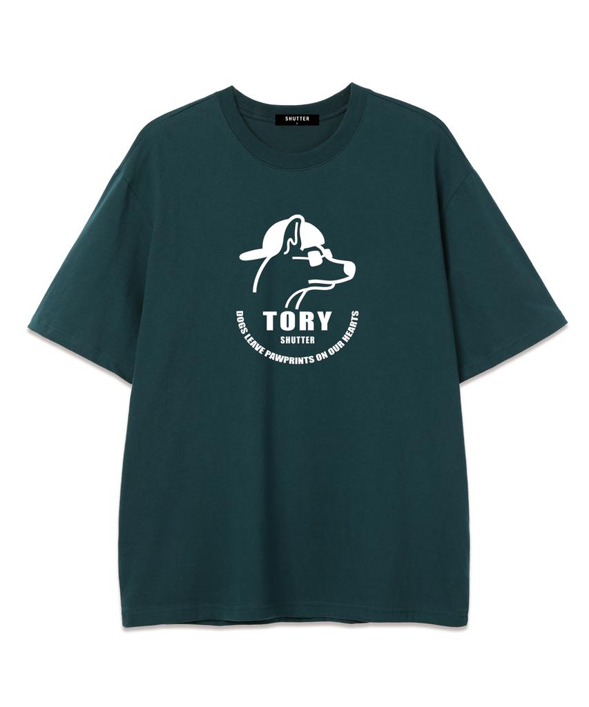 ФУТБОЛКА Tory Логотип Оверсайз С коротким рукавом (Ss014) Зеленый/Белый