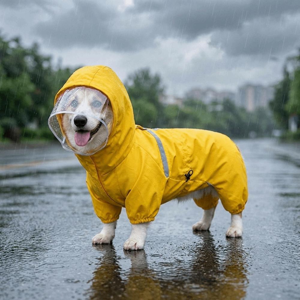 Windproof Dog Rain Cloak Reflective Pet Waterproof Cloak Dog Jumpsuit Dog Poncho Outdoor Walking