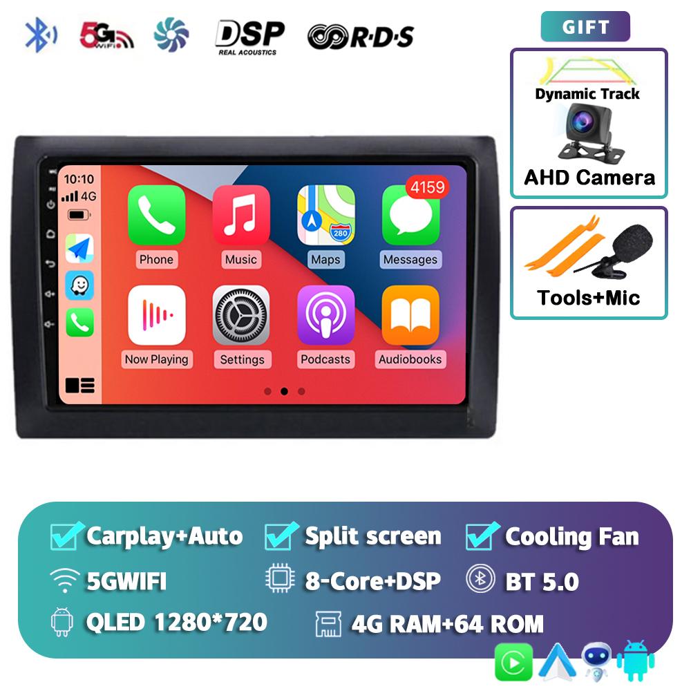 Android 14 Автомагнитола с CarPlay для Fiat Stilo 2001-2010 Мультимедийный видеоплеер GPS-навигация 4G+WIFI Стерео Аудио Головное устройство