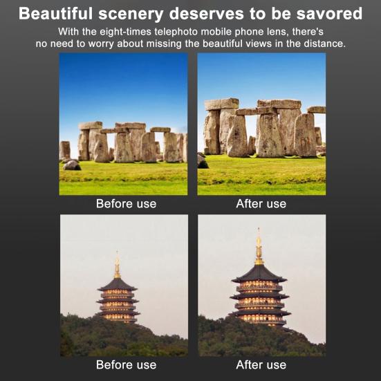 8X Объектив для камеры телефона с клипсой Легкий для съемки фото и видео