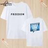 Harajuku Stree Twear FREEDOM Charlie Kirk Футболка с принтом Свободный 100% Хлопок Повседневная Унисекс Рубашка Свободная Дышащая S-6XL
