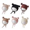 Lovely Baby Hat Spring Summer Cute Double Ball Tie Up Ear Protections Caps Fashionable Bonnet Hats with Chin Belt