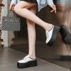 Fashion High Quality 8cm 2024 Patent Genuine Leather Women Slipper Sandals Shoes High Brand Fashion Platform Wedge Flats Summer Lace-Up