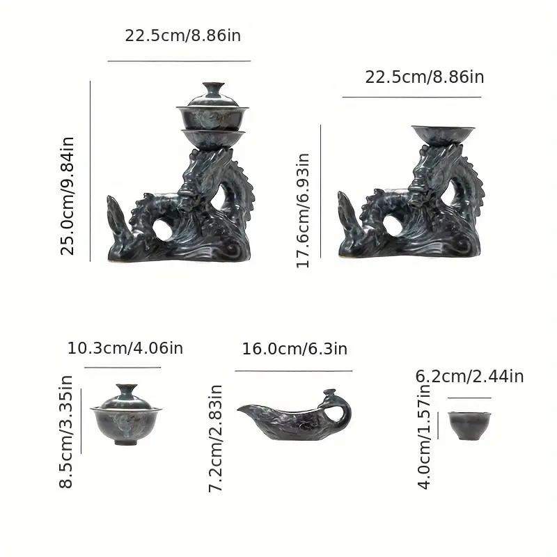 1 Set of Rotating Teapot, Ceramic Kiln Turns Into Phoenix and Auspicious Teapot Set, Semi-Automatic Tea Set, Lazy Kung