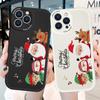 Slim Cartoon Santa Christmas Snowman Elk Leather Back Casing PU Leather Cover Phone Case for Huawei Honor Infinix iPhone Vivo