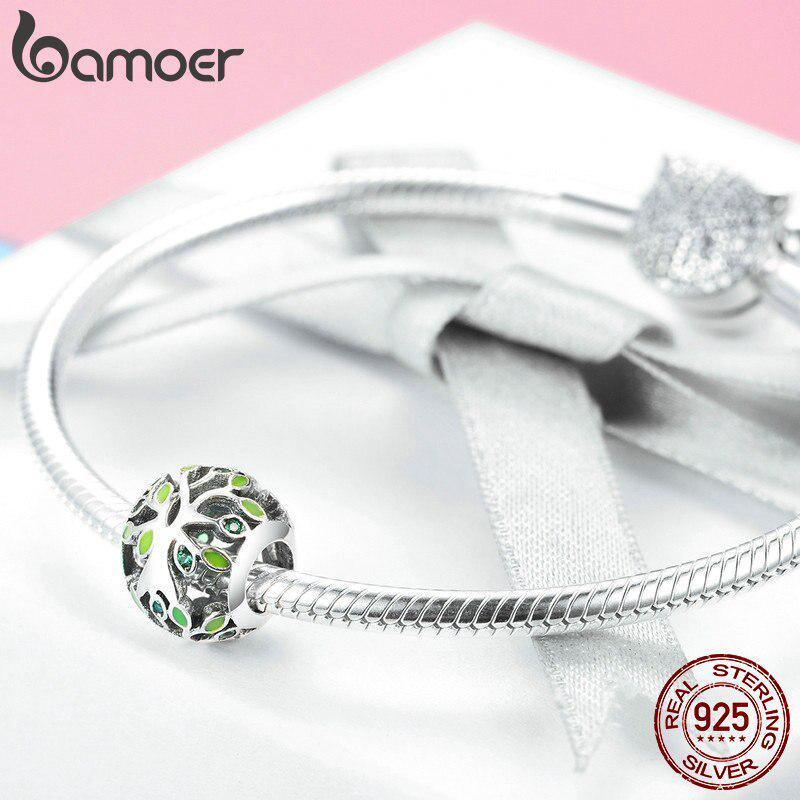 Аутентичные бусины BAMOER из стерлингового серебра 925 пробы, семейное древо жизни, подвески в виде листьев дерева, подходят для браслета-подвески