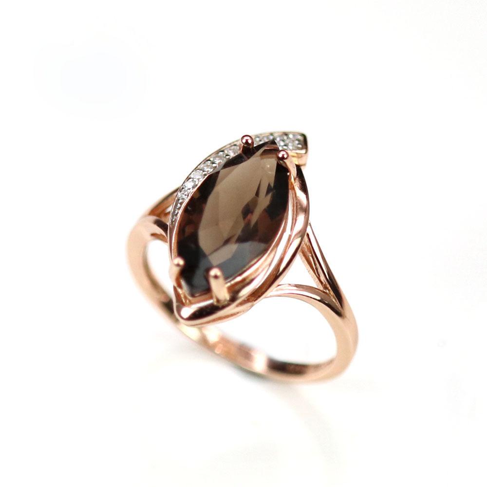 Bolaijewelry 925 Sterling Silver Ring Earrings Jewelry Set Natural Smoky Quartz Mq8*16mm Gemstone Fine Jewelry for Anniversaries Party